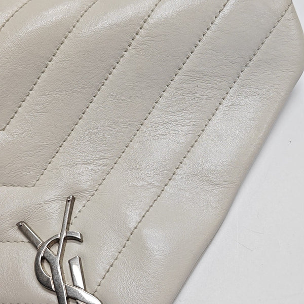 LOULOU Medium Chevron Calfskin White