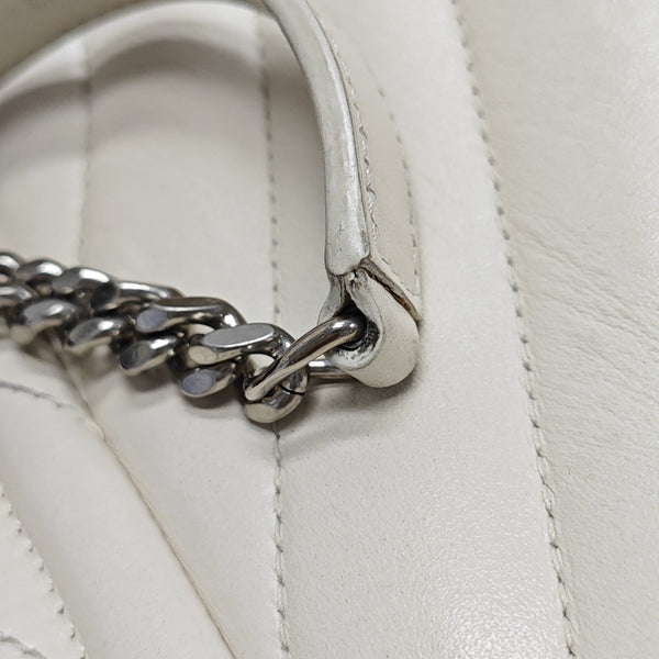 LOULOU Medium Chevron Calfskin White