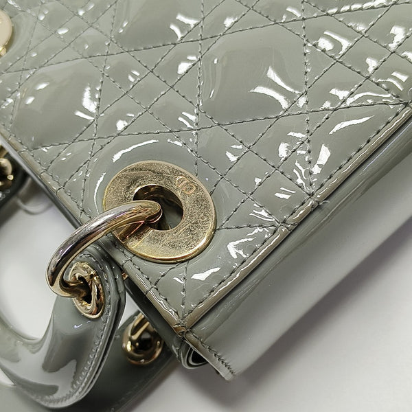 Lady Dior Mini Cannage Patent Leather Green