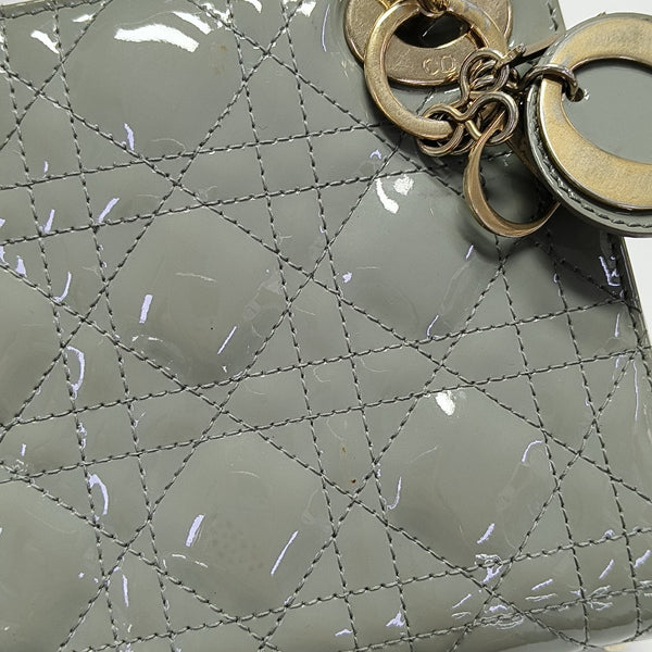 Lady Dior Mini Cannage Patent Leather Green