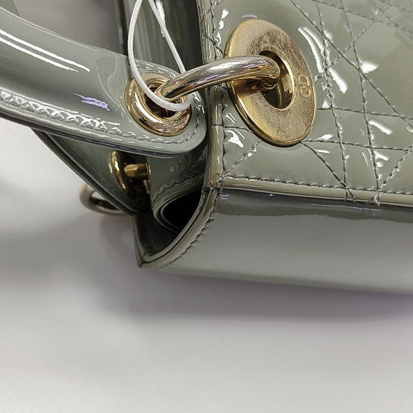 Lady Dior Mini Cannage Patent Leather Green