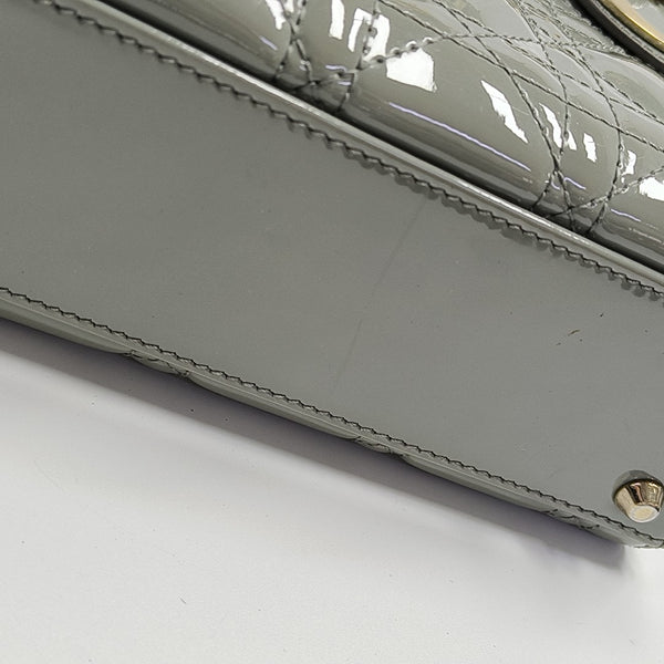 Lady Dior Mini Cannage Patent Leather Green