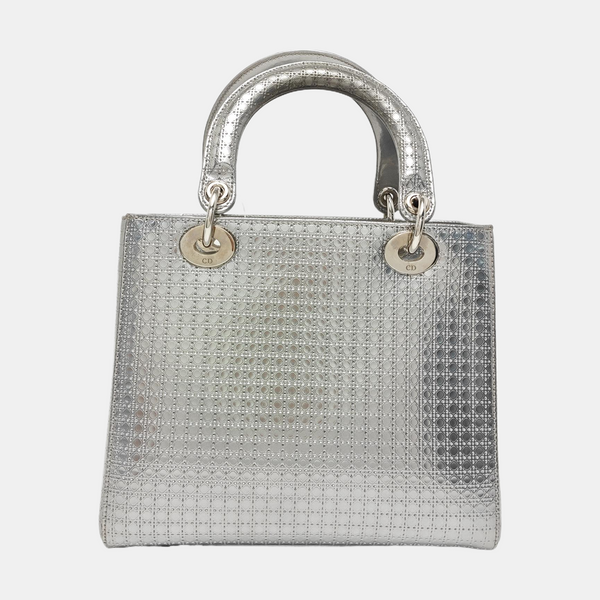 Lady Dior Medium Calfskin Silver