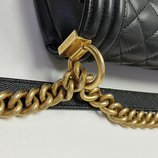 BOY CHANEL Medium Quilted Grained Calfskin Black