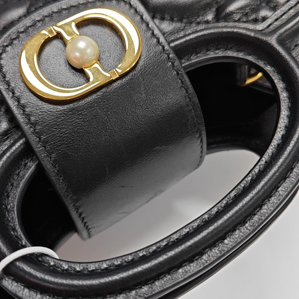 Jolie Top Handle Mini Cannage Lambskin Black