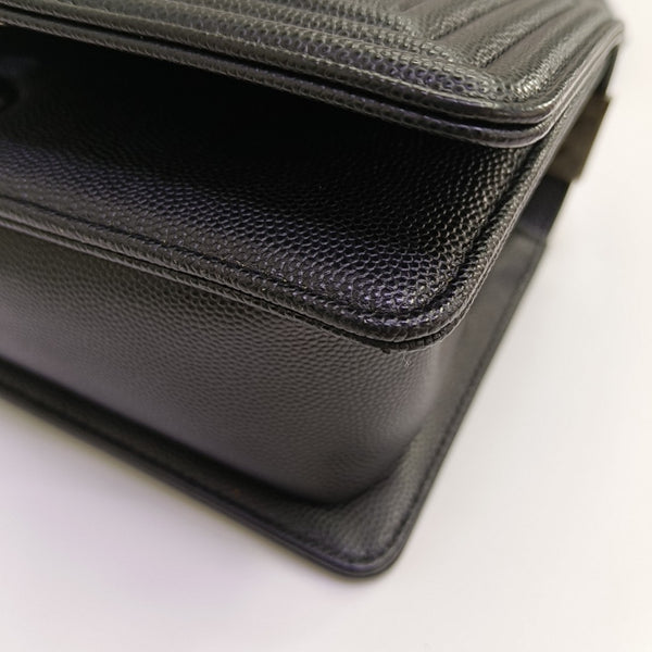 BOY CHANEL Small Quilted Grained Calfskin Black