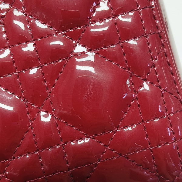 Lady Dior Medium Cannage Patent Leather Red