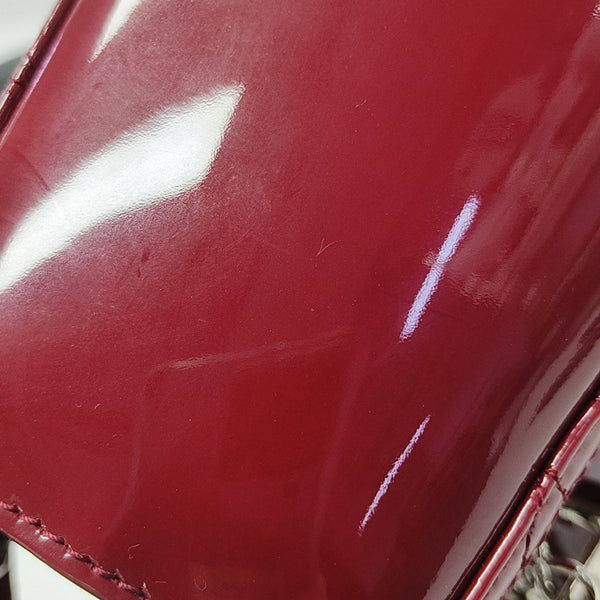 Lady Dior Medium Cannage Patent Leather Red