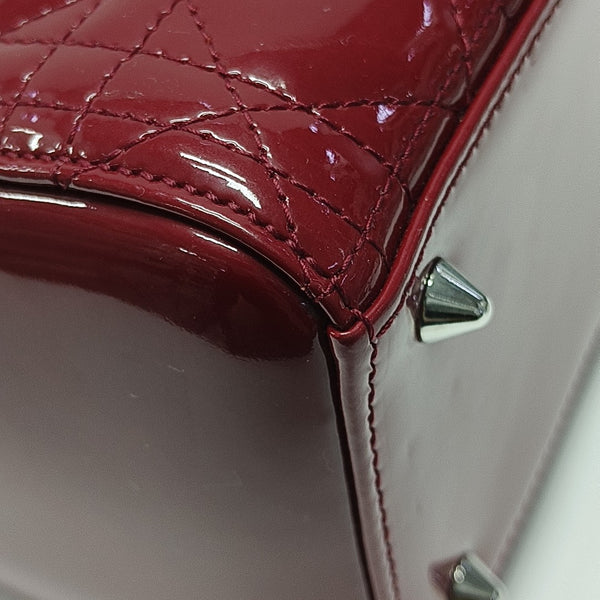 Lady Dior Medium Cannage Patent Leather Red