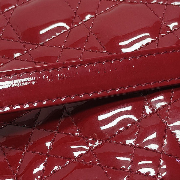 Lady Dior Medium Cannage Patent Leather Red
