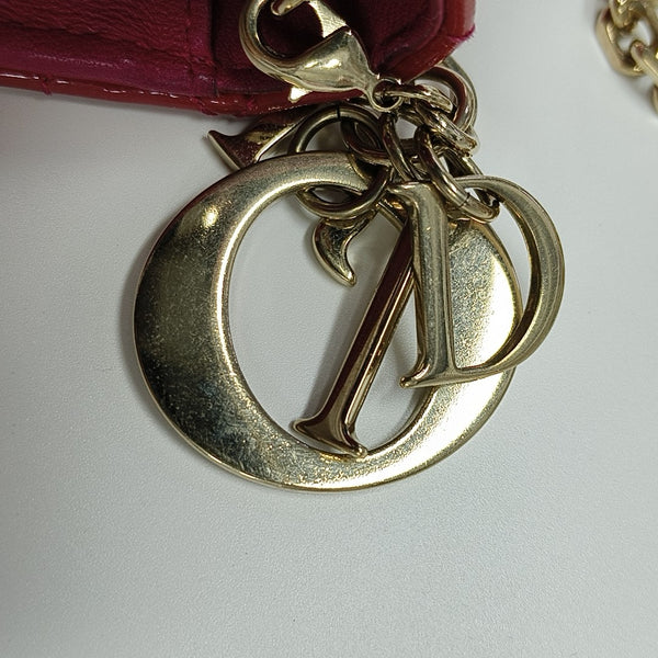 Lady Dior Small Cannage Patent Leather Red