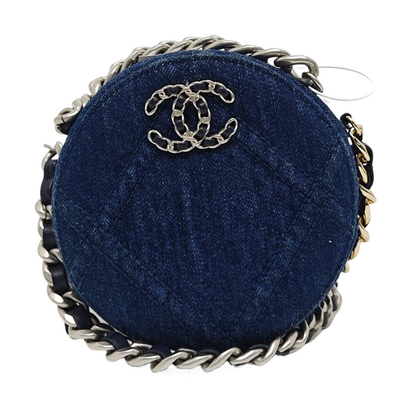 CHANEL 19 Small Quilted Denim Blue