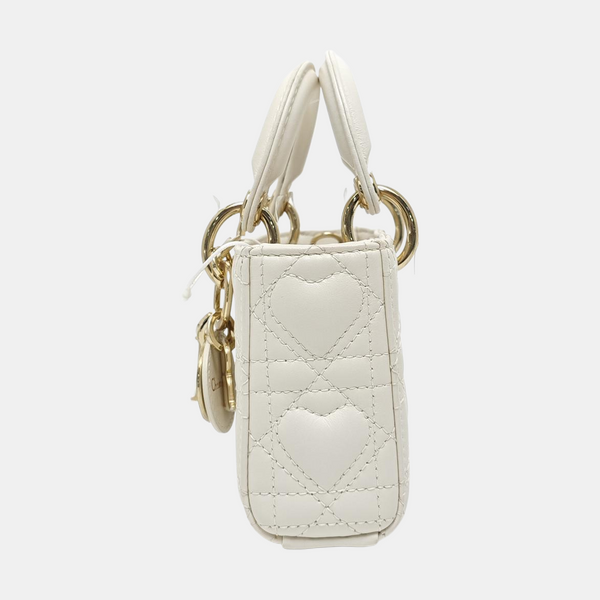 Lady D-Joy Super Mini Cannage Lambskin White