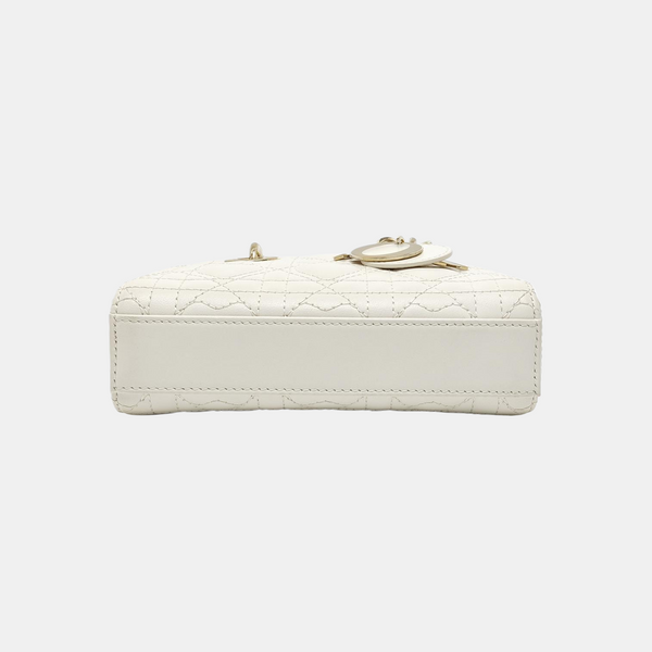 Lady D-Joy Super Mini Cannage Lambskin White