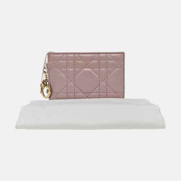 Lady Dior Quilted Lambskin Pink Card Holder