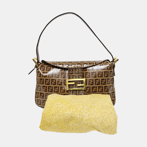 Coated Canvas Top Handle Bag Brown
