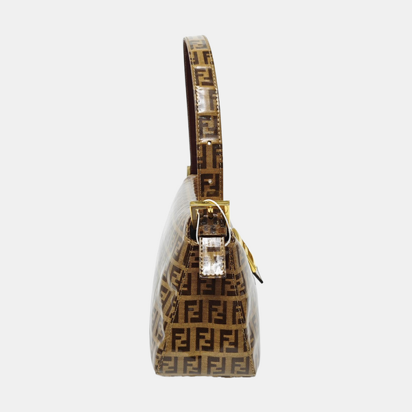 Coated Canvas Top Handle Bag Brown