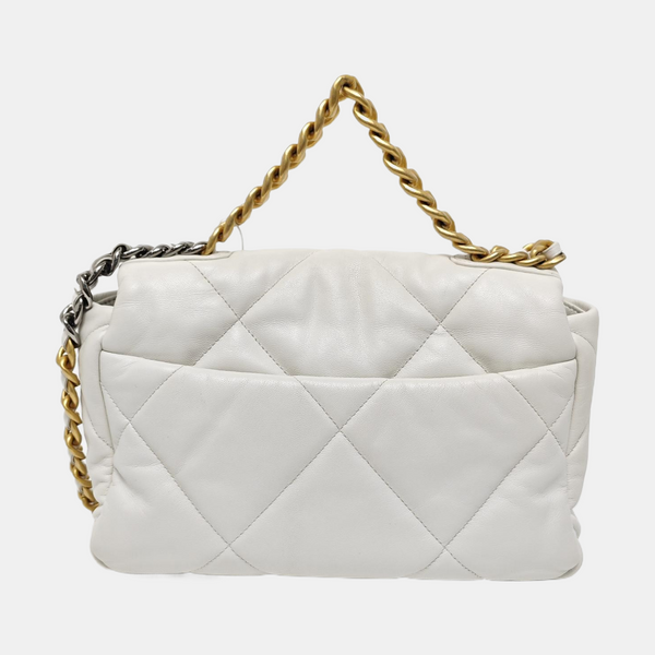 CHANEL 19 Small Quilted Lambskin White