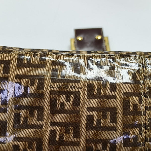 Coated Canvas Top Handle Bag Brown