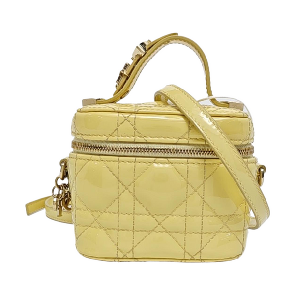 Lady Dior Super Mini Cannage Patent Leather Yellow