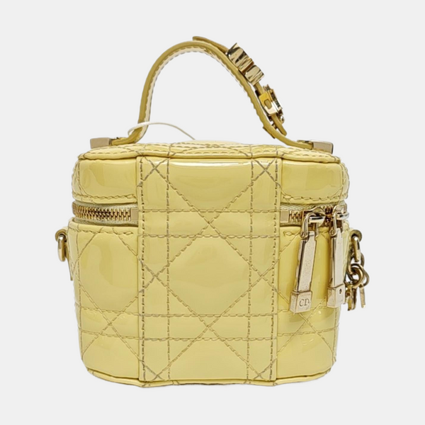 Lady Dior Super Mini Cannage Patent Leather Yellow