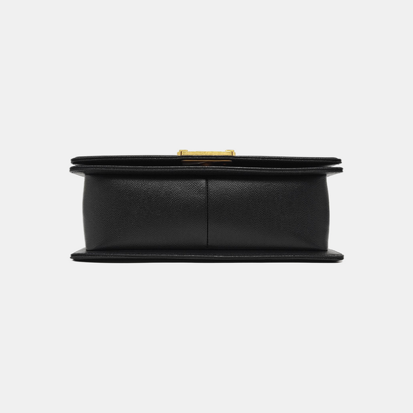BOY CHANEL Medium Quilted Grained Calfskin Black