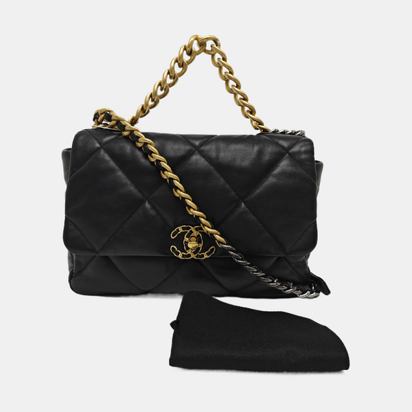 CHANEL 19 Large Quilted Lambskin Black