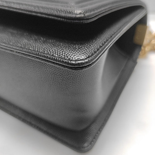BOY CHANEL Medium Quilted Grained Calfskin Black