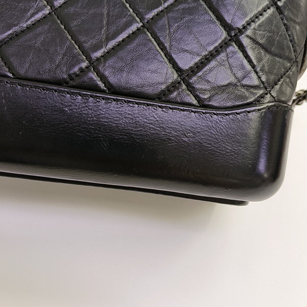 GABRIELLE Small Quilted Vintage Calf Black