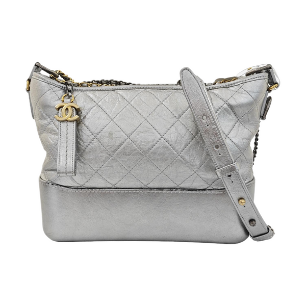 GABRIELLE Medium Quilted Calfskin Silver