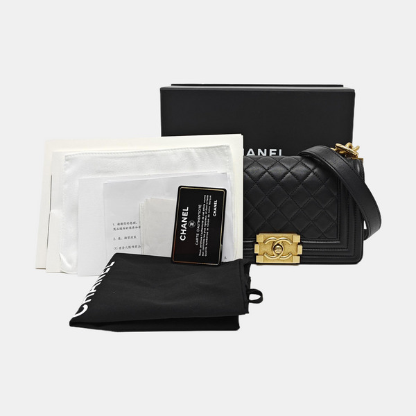 BOY CHANEL Small Quilted Calfskin Black