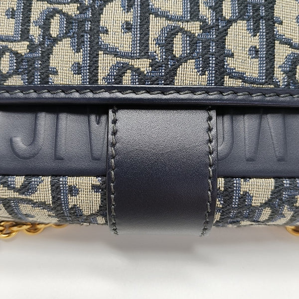 30 Montaigne East-West Small Oblique Canvas Blue