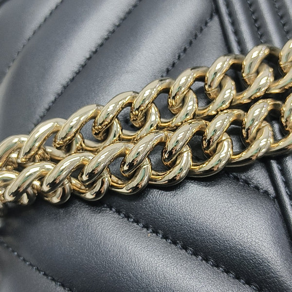 BOY CHANEL Chevron Grained Calfskin Black
