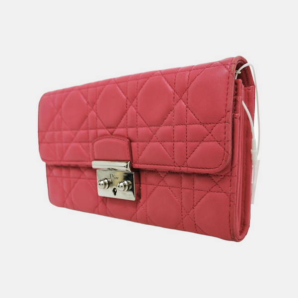 Miss Dior Cannage Lambskin Red Wallet