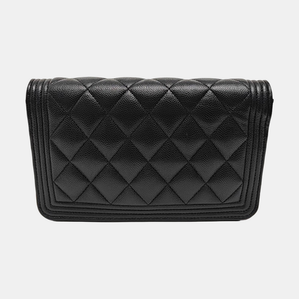 BOY CHANEL Mini Quilted Grained Calfskin Black