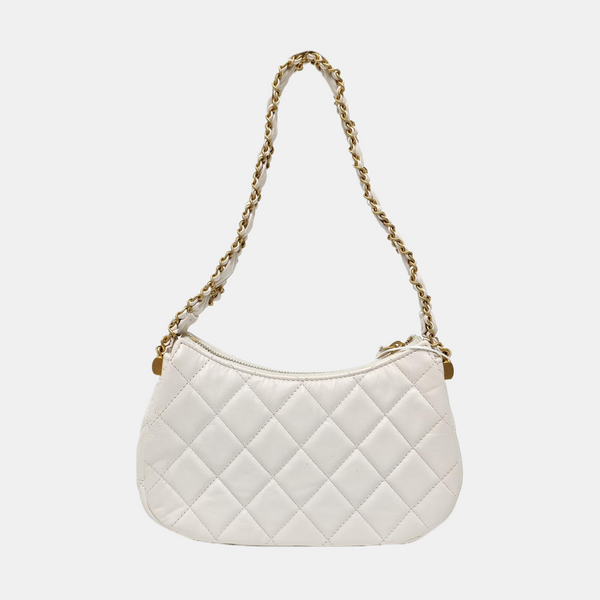 CHANEL 19 Small Quilted Calfskin White