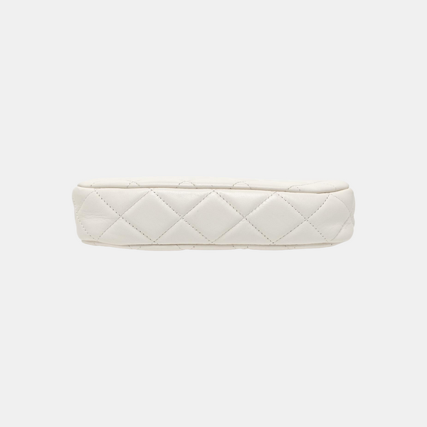 CHANEL 19 Small Quilted Calfskin White