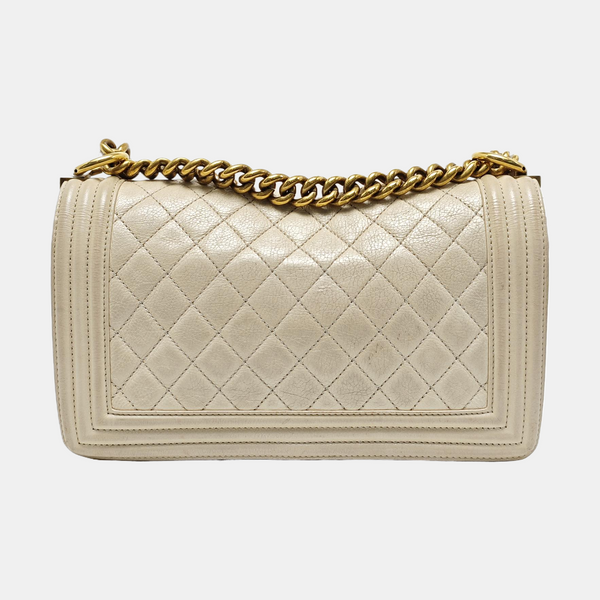 BOY CHANEL Medium Quilted Calfskin White