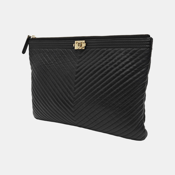 BOY CHANEL Medium Chevron Lambskin Black