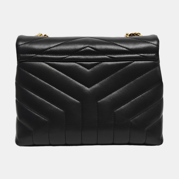 LOULOU Small Chevron Calfskin Black