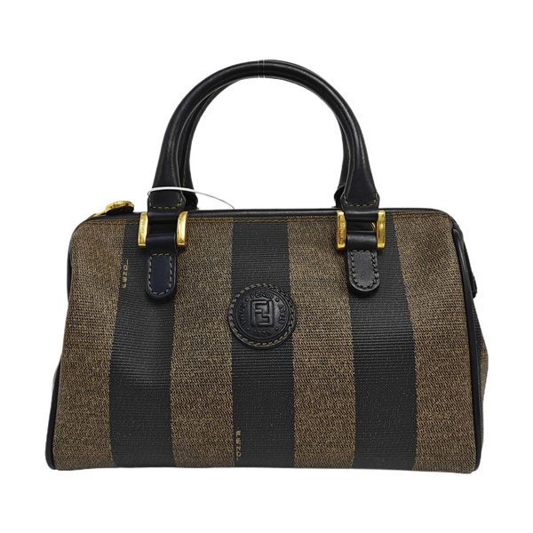 Coated Canvas Top Handle Bag Brown