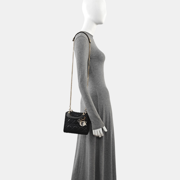 Lady Dior Mini Cannage Lambskin Black