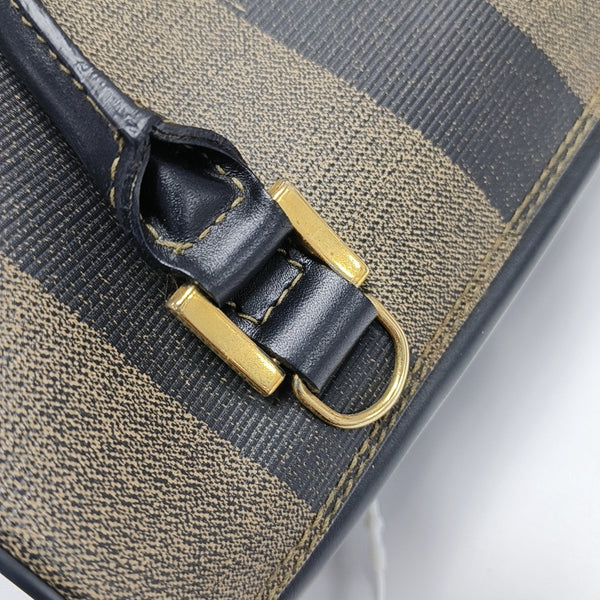 Coated Canvas Top Handle Bag Brown