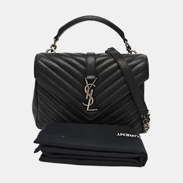COLLEGE Medium Chevron Lambskin Black