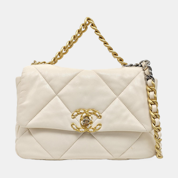 CHANEL 19 Small Quilted Lambskin Beige