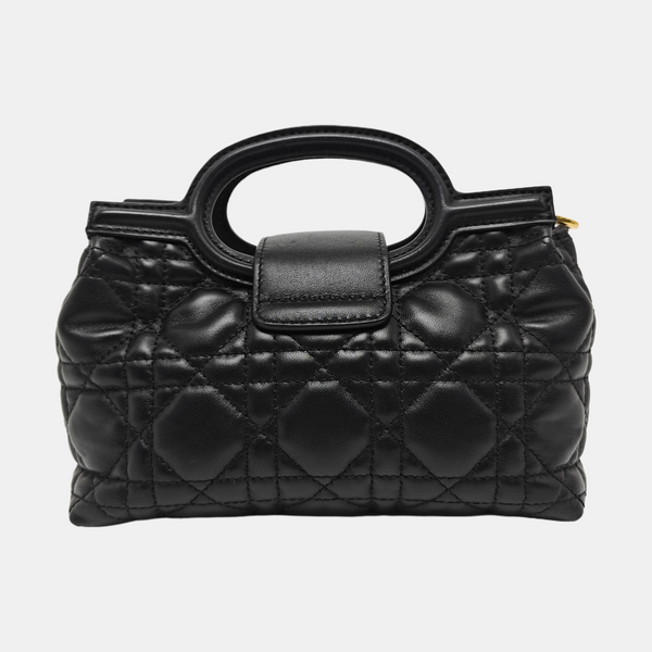 Jolie Top Handle Mini Cannage Lambskin Black