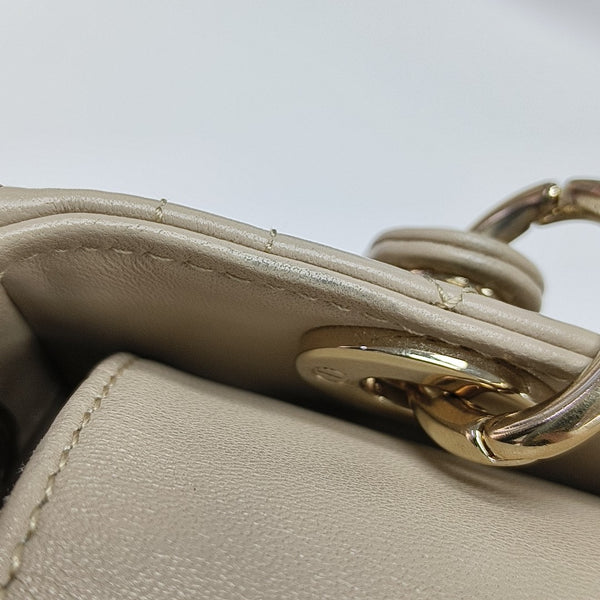 Lady D-Joy Super Mini Quilted Lambskin Beige
