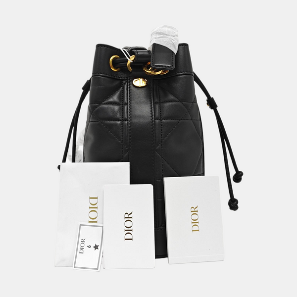 Drawstring Cannage Calfskin Black