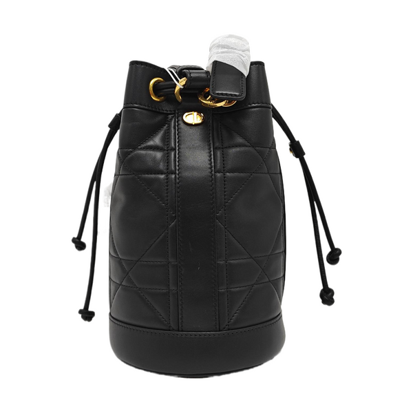 Drawstring Cannage Calfskin Black