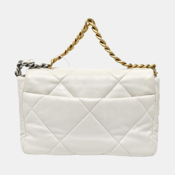 CHANEL 19 Small Quilted Lambskin White